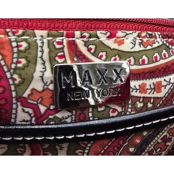 Maxx New York Red & Black Hobo Bag With Paisley Interior & Matching Pouch - Picture 4 of 7